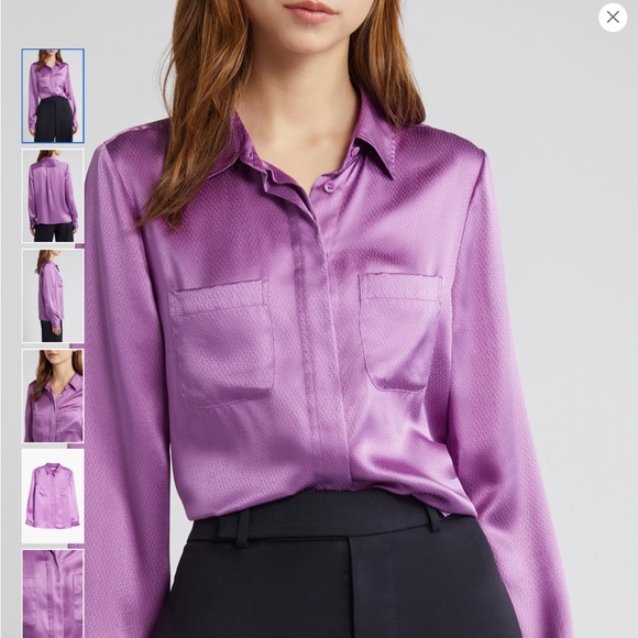 FRAME pocket silk button up shirt in orchid - Picture 1 of 9